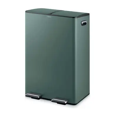 Tower Recycling Pedal Bin with Two Compartments, 60 L, Forest Green