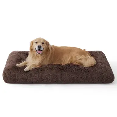  BEDSURE PetPad einfarbige Plüsch-Unterlage für Hundekäfig, kaffeebraun, 119 x 74 cm, XXL