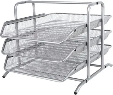 EasyPAG 3-stufige A4-Metallgitter-Briefablage, Silber, Neu-Jahr-Aktion, Top-Geschenkideen