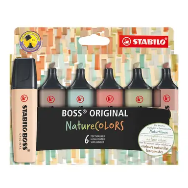 STABILO BOSS ORIGINAL NatureCOLORS - Highlighter - Pack of 6 - Assorted Colours