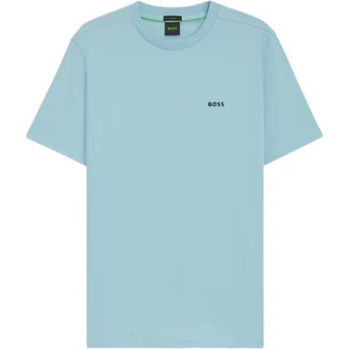 BOSS Stretch-cotton T-shirt with Contrast Logo - Blue