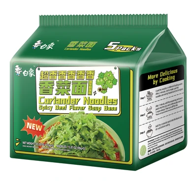 Bai Xiang Koriander Noodles - Pittige Rundvleessoep (5 stuks) 575g
