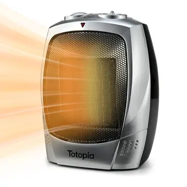 Totopia 1500W Portable Ceramic Space Heater, Heaters for Indoor Use with Adjustable Thermostat, 2 Heat Settings, Overheat and Tip-over Protection, LQ903