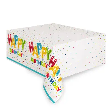 Unique Party Plastic Table Cover, Balloon Birthday, 1.37x2.13m