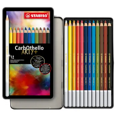 STABILO CarbOthello - Chalk-Pastel Pencil - ARTY+ - Tin of 12 - Assorted Colours