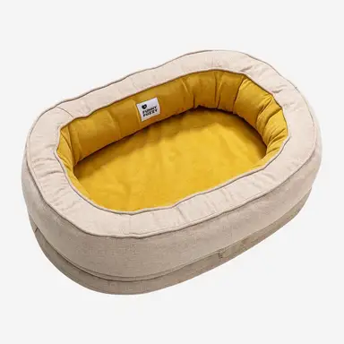 FUNNYFUZZY Lit donut orthopédique pour chien jaune - Taille L
