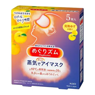 KAO MegRhythm Masque chauffant pour les yeux Yuzu - 5 pièces