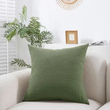 MEROPE, Polyester Corduroy Cushion Cover, 50x50cm, light green, 1pack