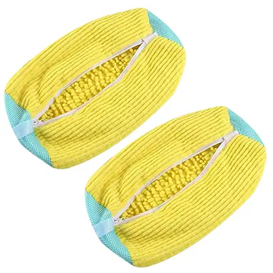 Vilscijon 2-Piece Yellow Shoe Wash Bags for Washing Machines - Lazy-Friendly Shoe Protector Bags to Prevent Deformation