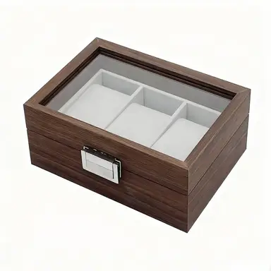 JU7CER Retro watch box, inner gray Watch Storage Box, Unisex Watch Display & Storage Case, Ideal Gift for Watch Enthusiasts 3-position