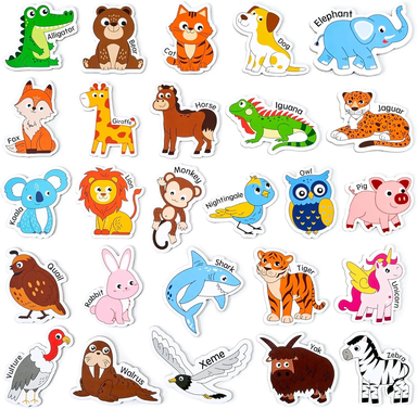 JoyCat Wooden Animal Alphabet Magnets - Large A-Z Fridge Set, 26 Pieces for Toddlers