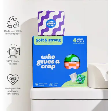 Who Gives A Crap Toilet Tissues, 3-Ply, 4 Rolls