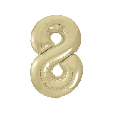Unique Party Giant Number 8 Balloon, Gold, 86cm
