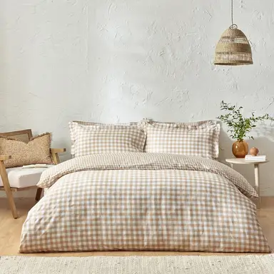 Yard Duvet Cover Set Barton Check Biscuit Double