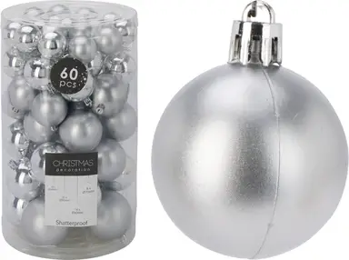 XMAS BALLS SET 60PCS SILVER