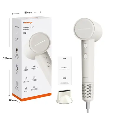 Uniorange H8 Plasma High Speed Hair Dryer  (Pure White), 4 Modes, 1600W Power & 1 Billion Plasma Ions, 110K RPM High-Speed Motor, Dries 5X Faster