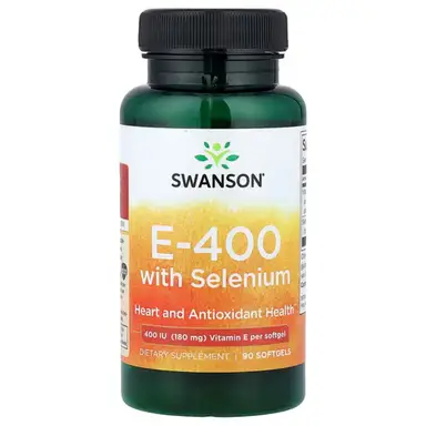 Swanson Vitamin E + Selenium Antioxidant 400IU Daily Wellness Support Softgels - 90 Softgels