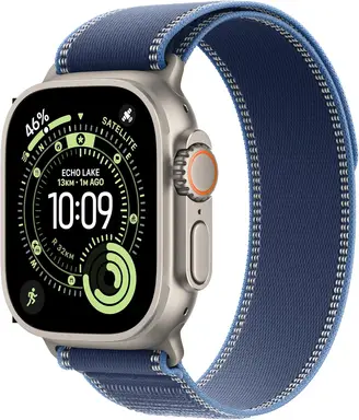 Apple Watch Ultra 3 GPS + Cellular 49mm Natural Titanium Case with Blue/Bright Blue Trail Loop - M/L