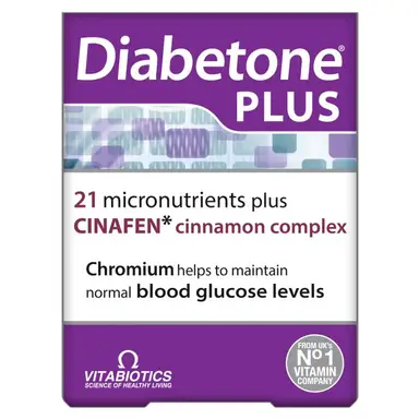 Vitabiotics Diabetone Plus Blood Sugar Support Tablets with Cinafen - 84 Tablets