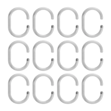 Croydex Shower Curtain Rings C Type Clear 12pcs