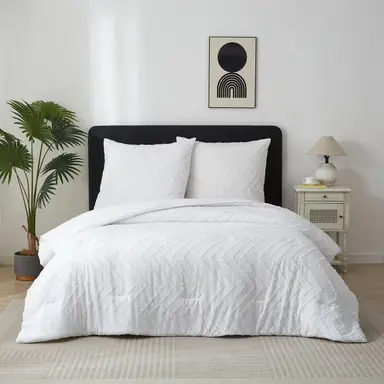 Meeallhome  Comforter Set Soft Warm Tufted Neutral Bedding set 135*200cm/50*75cm*1  White