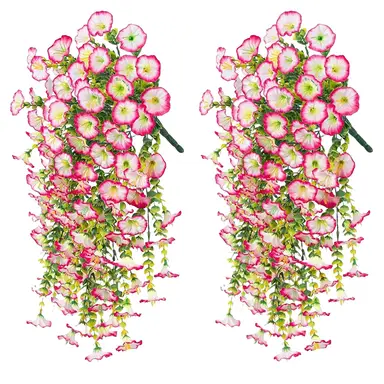 4Pcs 29.52in/75cm
Artificial Fake Hanging Flowers Plants for Outdoor Indoor Spring Summer Decoration Faux Silk Realistic Morning Glory Trailing Vines Hanging Plants for Home Porch Patio Balcony Deco(pink white)