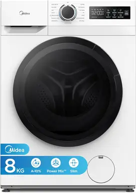 Midea MF110W80BA10/W  8kg 1400rpm Freestanding Washing Machine - White - A Rated