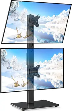 5Rcom Dual Monitor Stand for 13-38 Inch Screens,Height Adjustable 2 Mount Stand with VESA 75x75/100x100mm up to 20KG