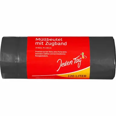 Jeden Tag Müllbeutel mit Zugband 120L Blauer Engel