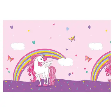 Unicorn Rainbow Plastic Tablecover 120cm x 180cm