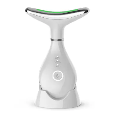 Sunluxy DS8866 Face Toning Device Neck & Body Massager – High-Frequency Vibration, 3-Color LED Light Therapy, EMS Microcurrent with 3 Modes, Intelligent 42°C Constant Heat, Ergonomic Curve Design for Home Use