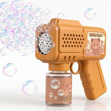TOKKY Electric Bubble Gun Set, 8-Hole Continuous Bubbles, Approximately 1.5 Meter Range, 360° Leak-Proof Design, 20 Minutes of Playtime, Suitable for Children's Outdoor Parties/Courtyards/Parks (Requires 4 AA Batteries, Not Included)