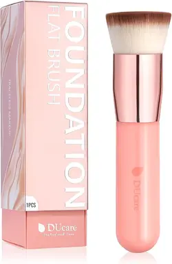 DUcare Flacher Foundation-Pinsel – pinkfarbener Griff – Geschenk zum Muttertag