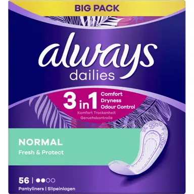 Always Dailies Fresh inlegkruisjes, 0% parfum, 58 stuks
