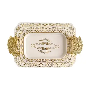 white serving tray - set of 3