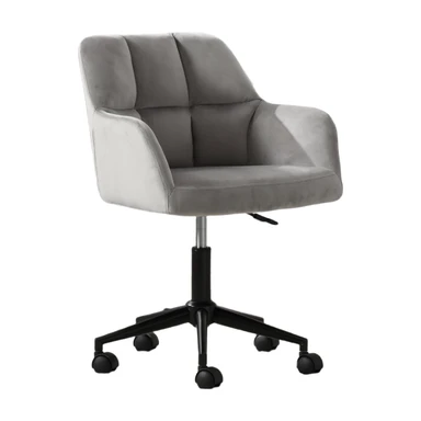 chairus Bürodrehstuhl Polsterstuhl Samtbezug Hausbürostuhl 360° drehbarer Schreibtischstuhl mit höhenverstellbarer Sitzfläche (Grau)
