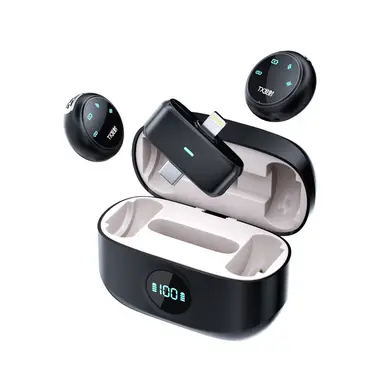 Verbex K31Pro-Black Mini microphone à double microphone magnétique sans fil à clip bouton microphone de diffusion en direct clip collier microphone interface deux en un