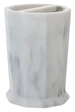 Maison by Premier Two Compartment Toothbrush Holder, Toothbrush Storage With Geometric Sides, Bathroom Countertop Organizer