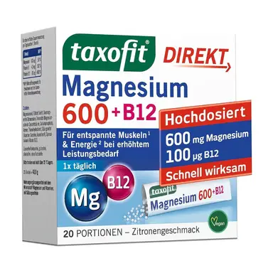 taxofit Magnesium 600+B12 Direkt Granulat 20 Stück