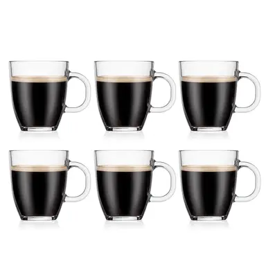 BODUM BISTRO Pack of 6 - 350ml Coffee Glass Mugs