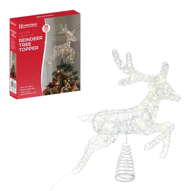 Christmas Workshop Silver Light Up Reindeer Treetopper