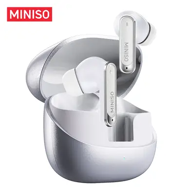 MINISO MS106 Kabellose Bluetooth 6.0-Kopfhörer Hochwertiger Klang IPX5 Wassergeschützt, KI-Sprachübersetzung Ohrhörer, Geeignet für Büro, Sport, Lernen und Telefonate, Integriertes Mikrofon, TWS Ohrhörer