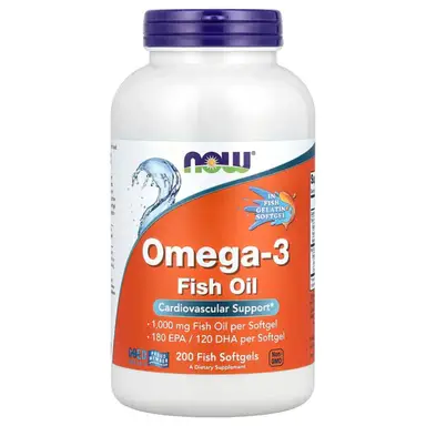 NOW Foods Omega-3 Fish Oil, Molecularly Distilled - 200 fish Softgels