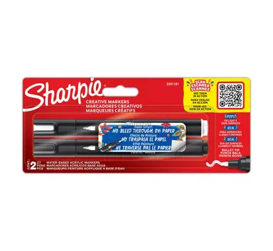 Sharpie Creative Acrylic Paint Markers Black & White, Pack of 2