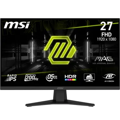 MSI MAG 274F 27 Zoll FHD 1920x1080 Gaming Monitor - Rapid IPS, 200Hz, 0,5ms, HDR Ready, Eye Care, HDMI 2.0b, DP 1.2a, Rahmenlos, neigungsverstellbar, VESA-Halterung, schwarz