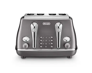 De’Longhi Icona Metallics 4 Slice Toaster, Grey, CTOT4003.GY