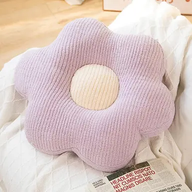 Flower-Shaped Cute Floor Pillow Flower Chair Cushions Reading Meditation Floor Pillow and Leisure and Comfortable Pillow(19.6in),Purple