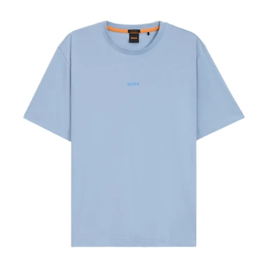 BOSS Stretch-cotton T-shirt with Contrast Logo - Open Blue