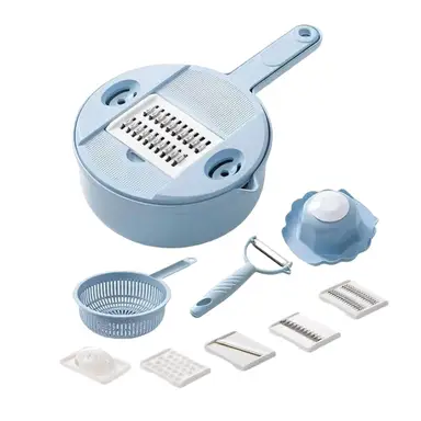  3-in-1 Vegetable Slicer Mandoline Adjustable Thickness Kitchen Gadget Blue                