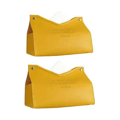 JORDAN&JUDY 2-Pack Yellow V-Shape Tissue Box Holder, Modern Color, Lightweight